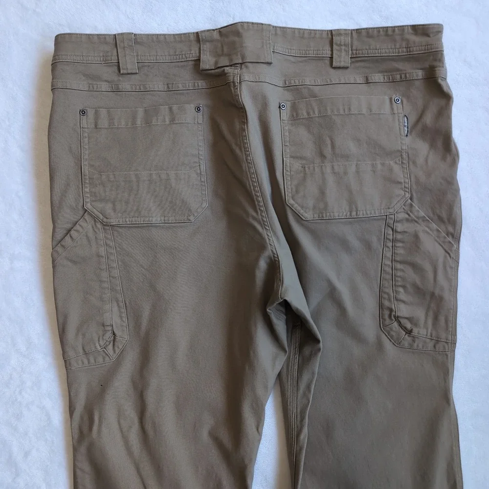 Duluth Trading Co Flex‎ Fire Hose Pants Mens 46x30 Khaki Tan Relaxed Work Cargo